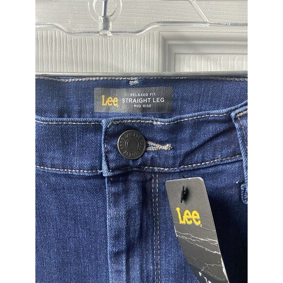 Lee  Relaxed Fit Jeans Womens 10 Straight Blue Denim Mid Rise Dark Wash NWT - Picture 3 of 6